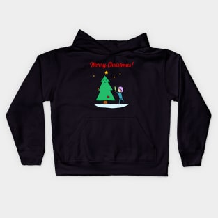 Merry Christmas - Sustainable Tree (Black) Kids Hoodie